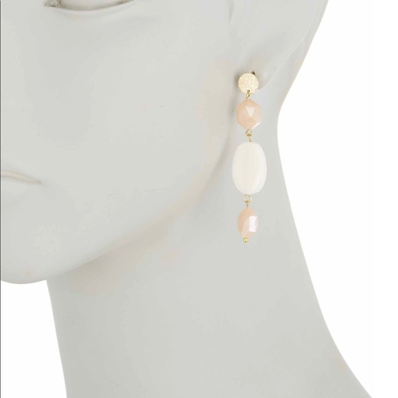 PANACEA QUARTZ DROP EARRINGS LIGHT PEACH G. STONE - Picture 7 of 7
